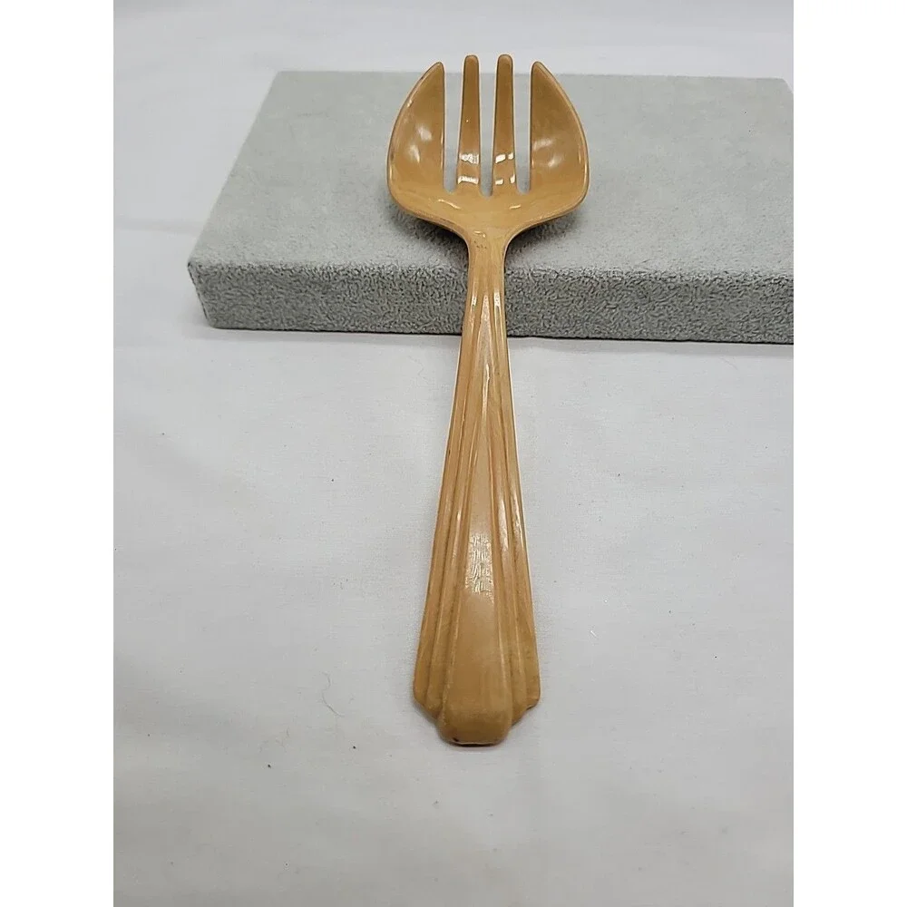 Vintage Baker lite ? Beige Marbleized Spork Imperial USA 8.5: Salad